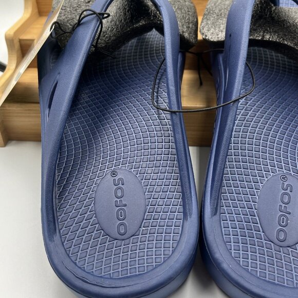 Oofos Original Flip Flops Women 8/Men 6 Navy Blue Comfort Recovery Sandals NEW - Picture 12 of 13